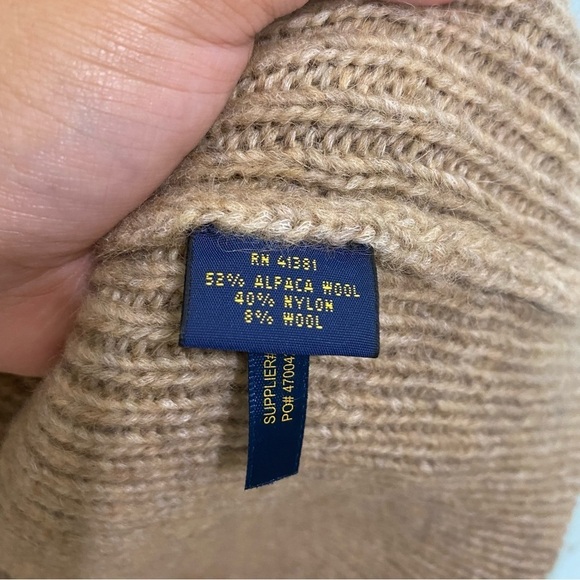 Polo Ralph Lauren Knit Chunky Tan Camel Sweater Pullover Sz M Alpaca Blend - Picture 4 of 5